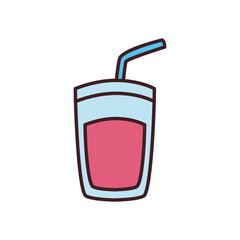 juice glass drink line and fill style icon vector design