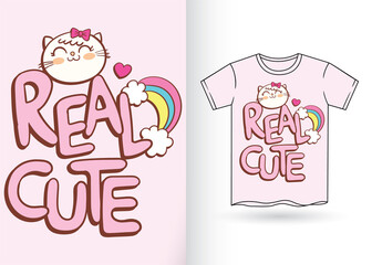 Cute cartoon typography for t shirt