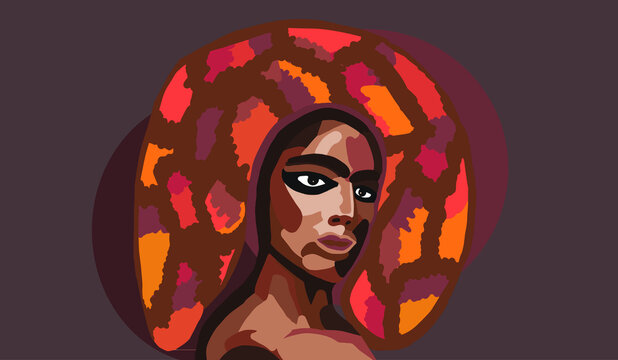 african woman with a traditional turban, vector illustration