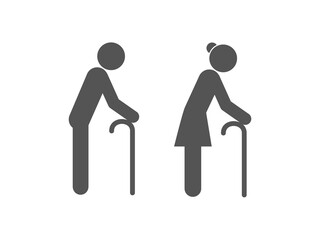 simple isolated old man and old woman grey sign on white background for icon, sign, logo etc. flat vector design.
