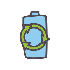 eco battery with recycle arrows line and fill style icon vector design