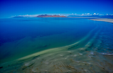 Aerial View of Swimming Beach on the Great Salt Lake, Utah