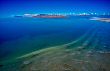 Aerial View of Swimming Beach on the Great Salt Lake, Utah