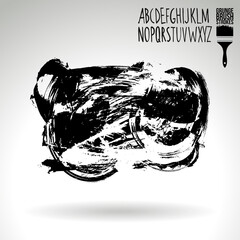 Black brush stroke and texture. Grunge vector abstract hand - painted element. Underline and border design.