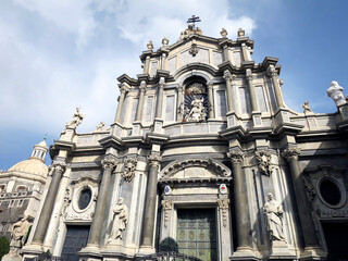 Fototapeta na wymiar Facade of the Catania Cathedral in Catania, Sicily, ITALY