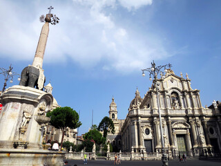 Catania Cathedral and the Plaza del Duomo in Catania, Sicily, ITALY