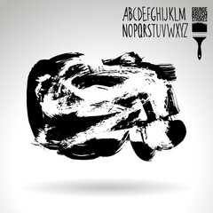 Black brush stroke and texture. Grunge vector abstract hand - painted element. Underline and border design.