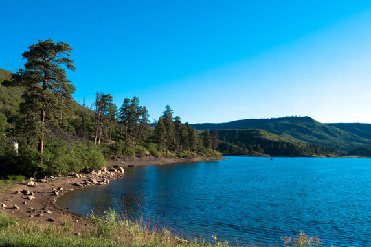 Dawn light in summer on Lake Maloya in Sugarite Canyon State Park in northern New Mexico