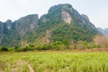 Nature image of Vang Vieng. a famous Landscape in Vang Vieng, Vientiane Province, Laos.