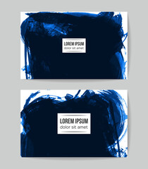 Set of vector business card templates with brush stroke background.
