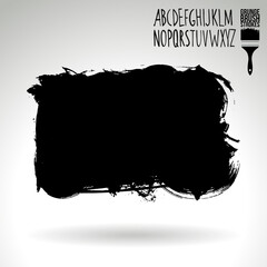 Black brush stroke and texture. Grunge vector abstract hand - painted element. Underline and border design.