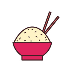 chinese rice bowl line and fill style icon vector design