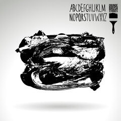 Black brush stroke and texture. Grunge vector abstract hand - painted element. Underline and border design.