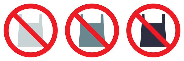 Conjunto. No usar o consumir bolsas pl&aacute;sticas. Cuidar al medio ambiente y al planeta. Reciclar bolsas o fundas pl&aacute;stico. Ilustraci&oacute;n vectorial