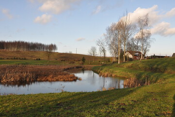Polska - Mazury - Warmia. Krajobraz -staw.