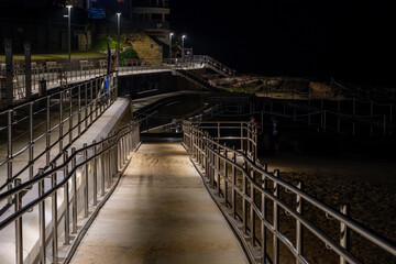 ramp leading to beach at night
