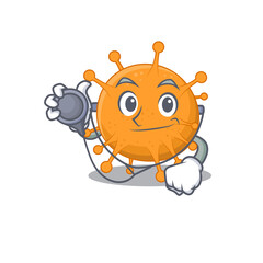 Smiley doctor cartoon character of anaplasma with tools