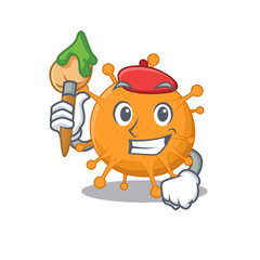 An artistic anaplasma artist mascot design paint using a brush