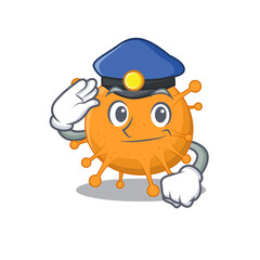 Police officer cartoon drawing of anaplasma wearing a blue hat