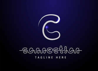 Fototapeta premium initial Letter C logo, monoline style logo design, vector illustration
