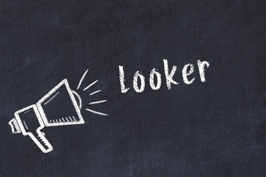 Chalk sketch of loudspeaker and inscription looker