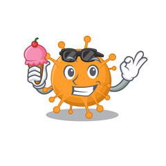 Fototapeta premium A cartoon drawing of anaplasma holding cone ice cream