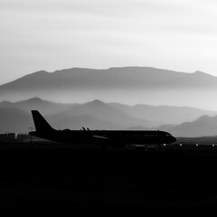 Fototapeta na wymiar 蔵王山と飛行機 