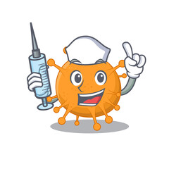 Anaplasma humble nurse mascot design with a syringe