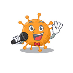 cartoon character of anaplasma sing a song with a microphone