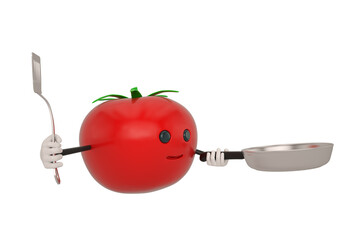 Cartoon tomato isolated on white background. 3D illustration.