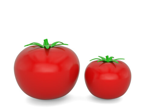 Red tomato isolated on white background. 3D illustration.