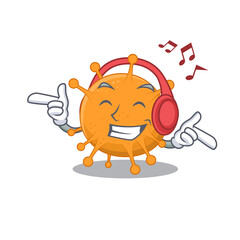 Anaplasma Cartoon design concept listening music on headphone