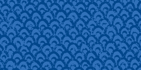 手描き風の和柄背景（青海波）青