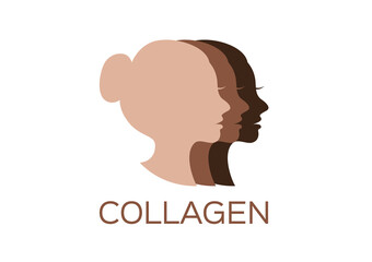 women collagen logo , vector , icon . skin color second version / on white
