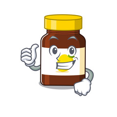 bottle vitamin c cartoon character design showing OK finger