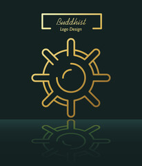 Buddhist wheel golden symbol logo