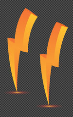 vector illustration of thunder and bolt lighting flash template. 3d  Style on transparent Background. perfect for flash sale banner, poster, advertising, promotion, social media, t-shirt design, etc.