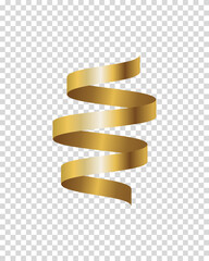vector illustration of gold banner ribbon curly and shiny. good for design element, banner, poster, promotion and advertising flyer.