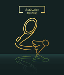 Badminton racquet hitting shuttlecock line logo