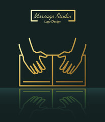 Elegant golden massage studio logo