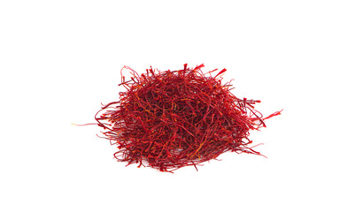 Pile of saffron threads an isolated on white background.clipping path