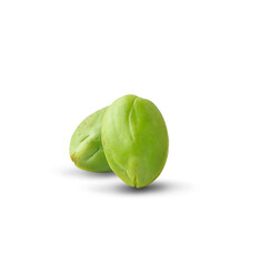 Parkia speciosa seeds or bitter bean isolated on white background