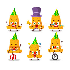 Cartoon character of straw hat with various circus shows