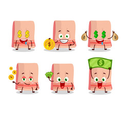 Towel cartoon character with cute emoticon bring money