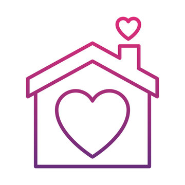 house with hearts icon, gradient style