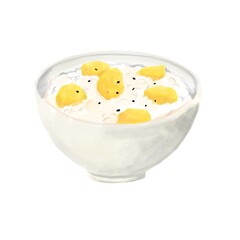 色鉛筆風の栗ご飯イラスト（線なし）