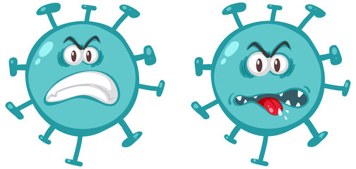 Coronavirus emoticon and emojis with facial expressions isolated on white background