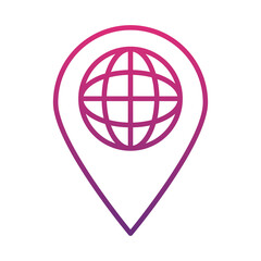 location pin with global sphere icon, gradient style