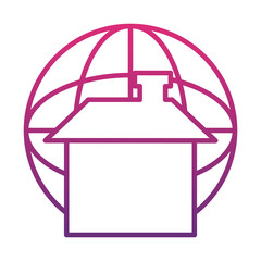 house and global sphere icon, gradient style