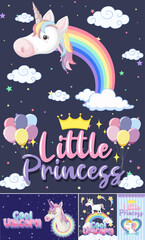 Cute unicorn banner on pastel background color